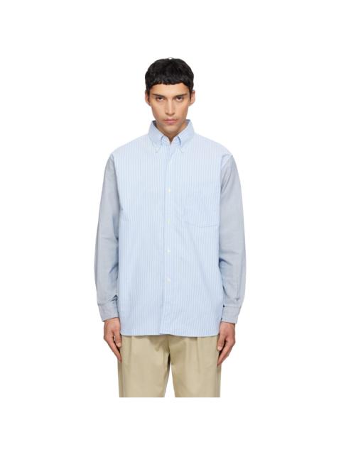 Nanamica Blue & Gray Button Down Stripe Storm Shirt