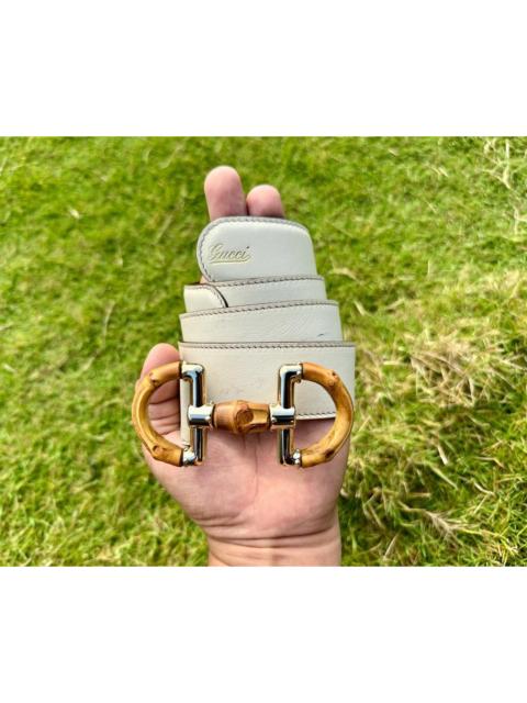 GUCCI Authentic Gucci Bamboo Horsebit Buckle Leather Belt