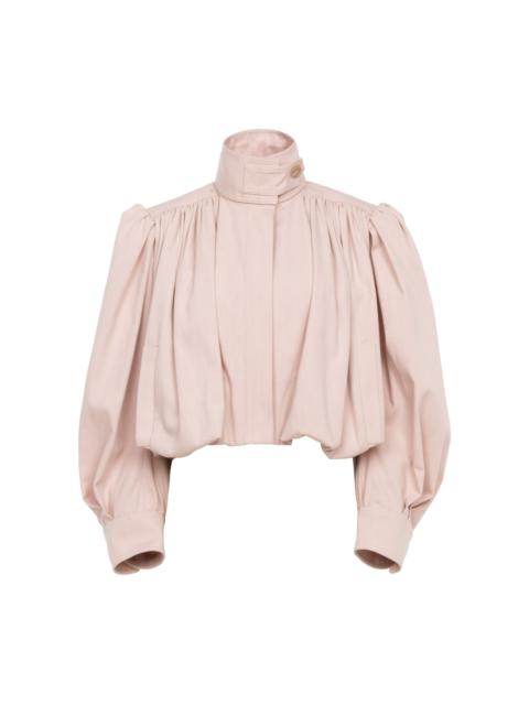 Chloé Puff-Sleeve Cotton Canvas Cropped Jacket light pink