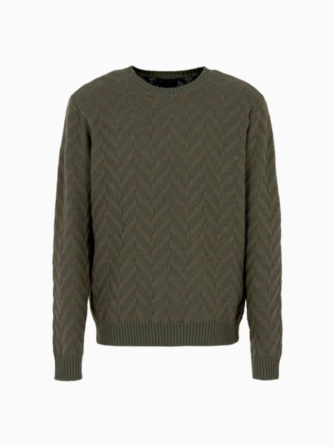 EMPORIO ARMANI Icon virgin-wool jumper with two-tone jacquard chevron motif