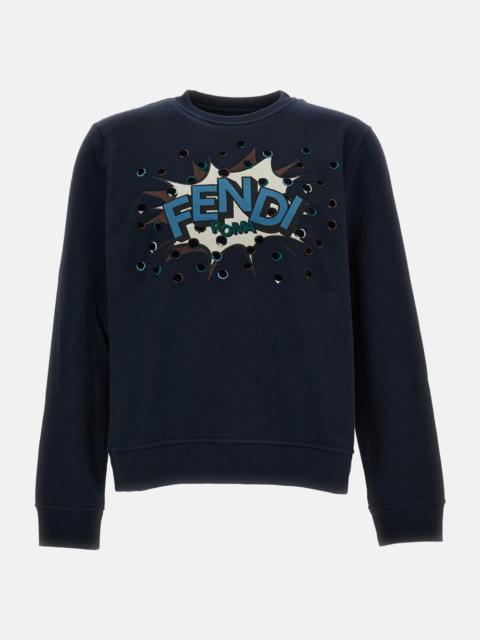 FENDI Cotton Sweatshirt with Embroidery
