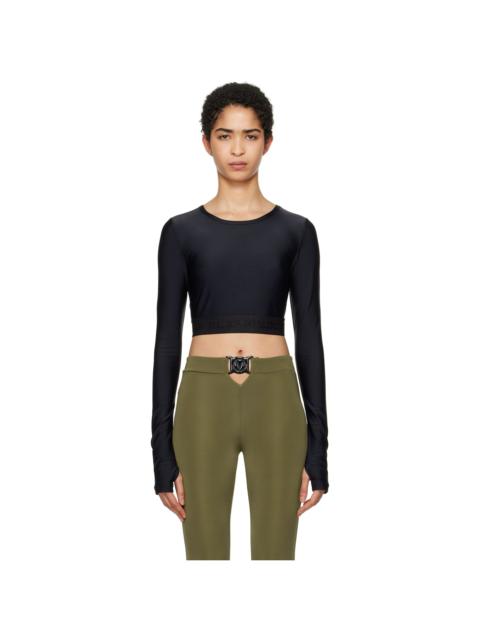 VERSACE JEANS COUTURE Black Cropped Long Sleeve T-shirt