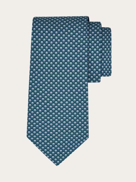 FERRAGAMO Gancini letter print silk tie