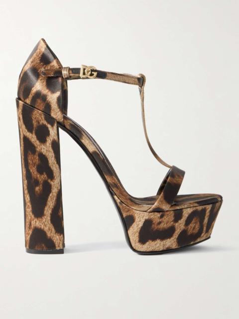 Keira leopard-print satin platform sandals Leopard print