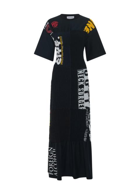 Marine Serre Upcycled Shirred T-Shirts Long Fitted Dress