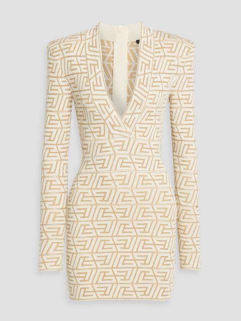 Balmain Metallic jacquard-knit mini dress