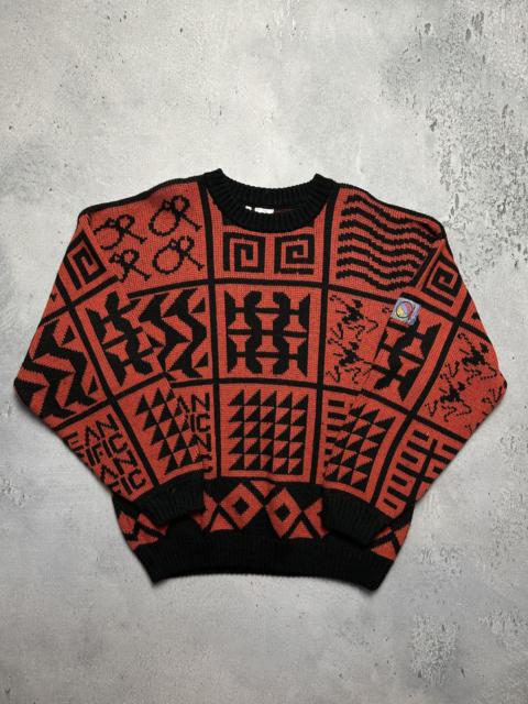 Other Designers Aloha Wear - Rare Vintage 80s Ocean Pacific Sweater Tribal Aztec Knit USA