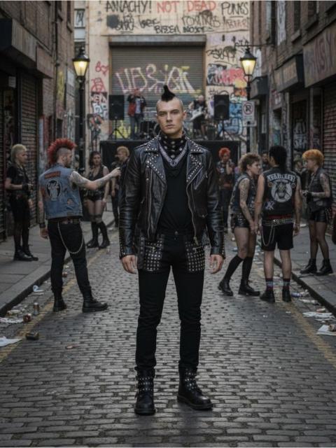 Other Designers Punk and Yo - 🔥GLAD NEWS Punk Studded Leather Pocket Stretch Skinny Denim