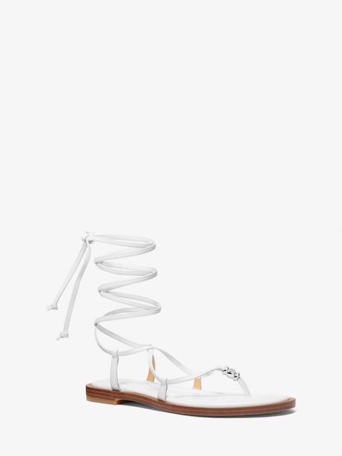 MICHAEL KORS Khloe Embellished Leather Lace-Up Sandal