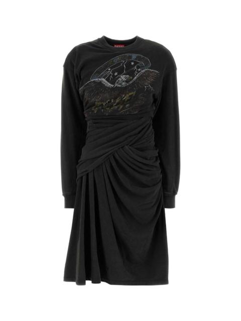Diesel Diesel Women Black Cotton Blend Sweatshirt Dress