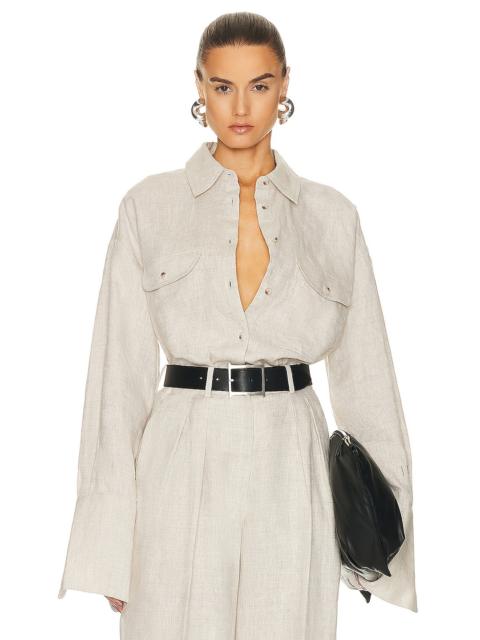 HELSA Linen Button Down Shirt