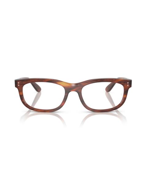 Ray-Ban Ray-Ban Pillow 56mm Oval Optical Glasses in Striped Havana at Nordstrom