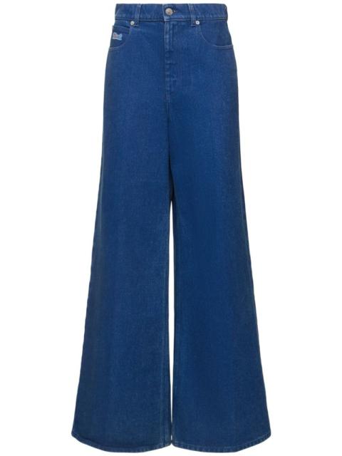 Denim wide leg mid rise jeans