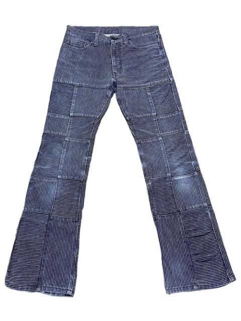 Other Designers Japanese Brand - RUPERT THE DIFFERENCE Hickory Stripes Patchwork Flare Denim