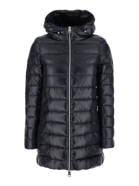 Herno Herno Women Down Jacket With Fixed Hood And Zip Pockets In Black Tech Fabric For Women