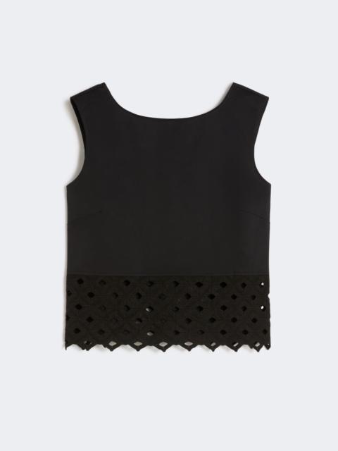 Max Mara Poplin and macramé lace top - BLACK