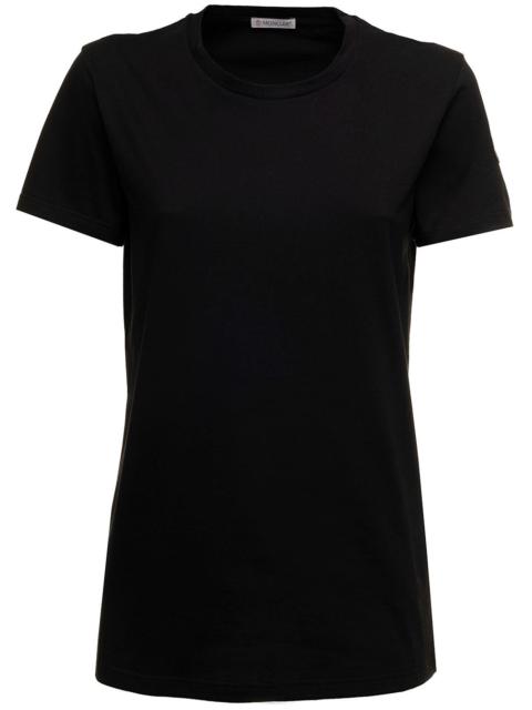 Moncler Moncler Women Black T-Shirt In Jersey With Logo Patch On The Sleeve Woman