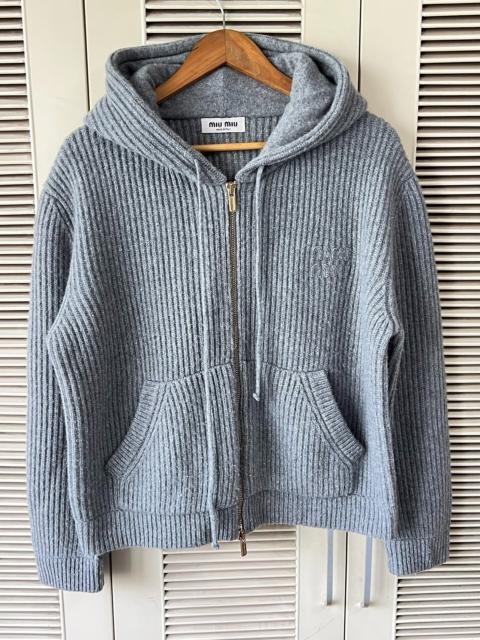 BALENCIAGA Miu Miu Cashmere Hooded Knit Cardigan