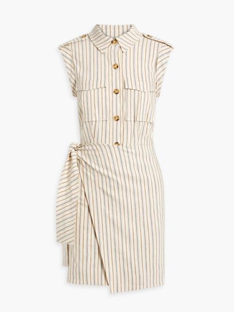 DEREK LAM 10 CROSBY Giselle wrap-effect striped linen-blend mini dress
