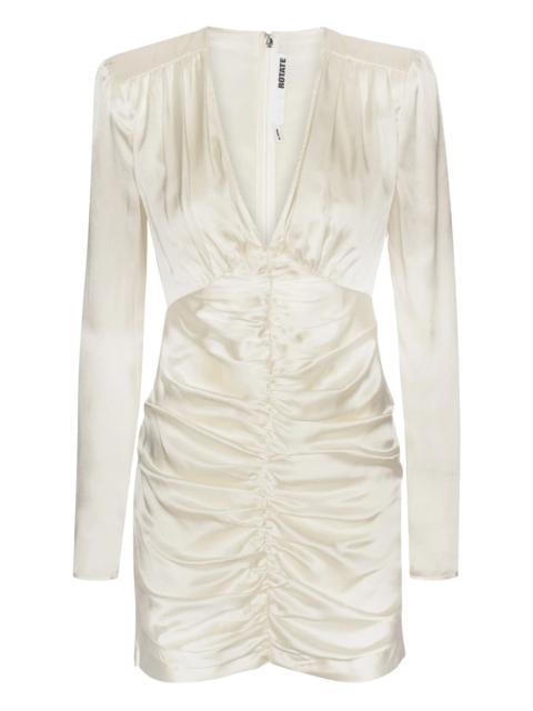 ROTATE gathered satin mini dress