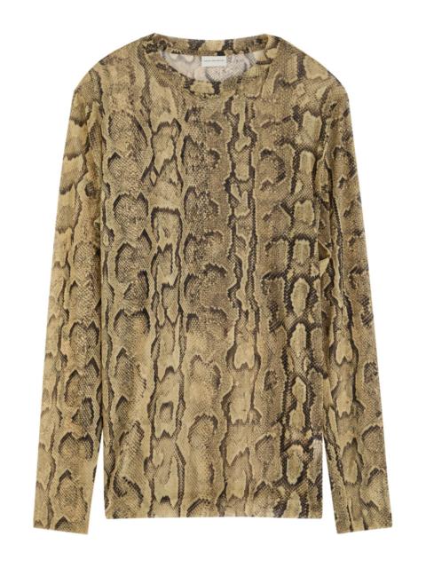 Dries Van Noten Dries Van Noten Horwick Python-print Stretch-tulle top