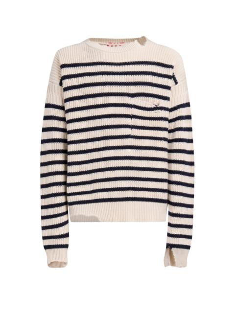Marni Wool And Cotton Blend Sailor-stripe Sweater