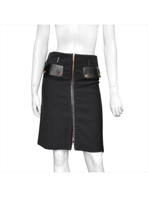 GUCCI Gucci Fall 2000 Tom Ford black leather wool skirt