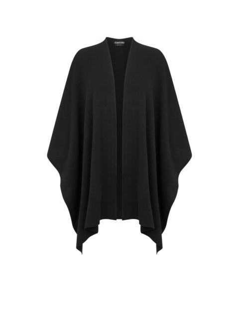 TOM FORD CASHMERE PONCHO WITH TONAL TF EMBROIDERED LOGO
