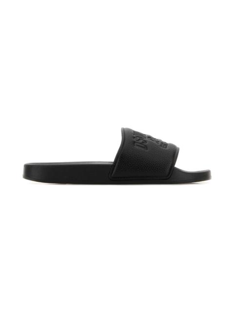 DSQUARED2 Black Synthetic Leather Slippers
