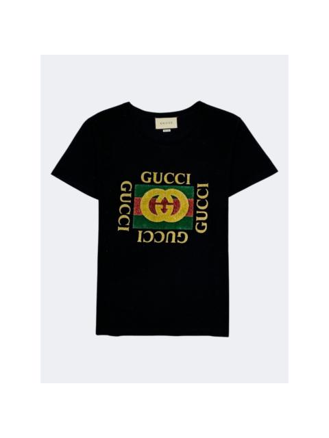 GUCCI Fake Gucci Print Glitters Logo T-shirt