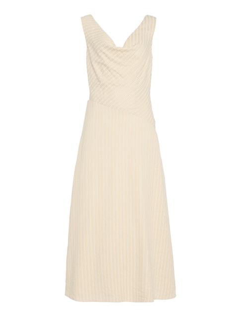 ANNA QUAN Evelyn Striped Midi Dress gold