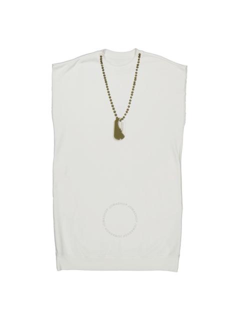 MM6 Ladies Off White Necklace-Print Fleece Dress