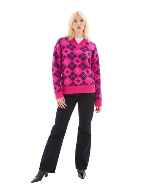 Acne Studios V-NECK PRINTED SWEATER (PINK/PURPLE)