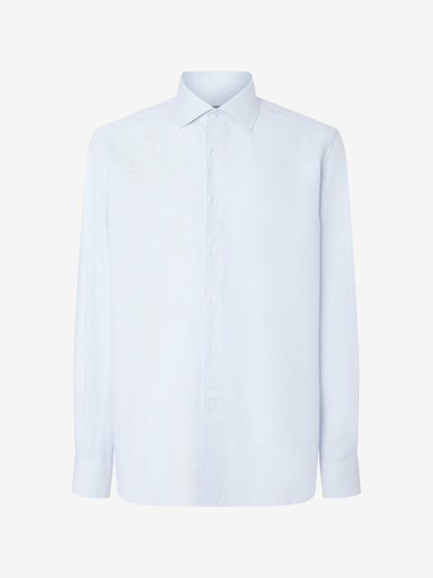 CORNELIANI White and light Blue textured cotton shirt