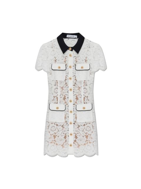 self-portrait White Lace Contrast Collar Mini Dress