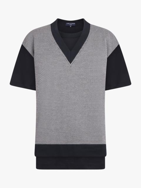 LAYERED T-SHIRT/PRINT KNIT S/S T-SHIRT | BLACK/WHITE