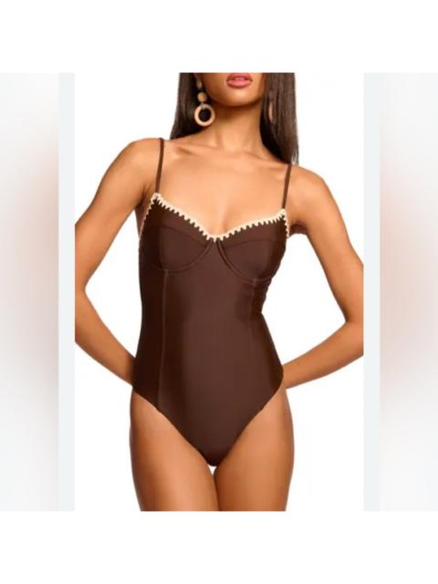 Other Designers New! Ramy Brook Addisyn Embroidered Underwire
One-Piece Swimsuit Brown XL $258‎