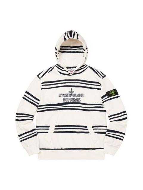 Supreme Supreme x Stone Island Warp Stripe Hooded Sweatshirt 'White Black' SUP-FW20-297