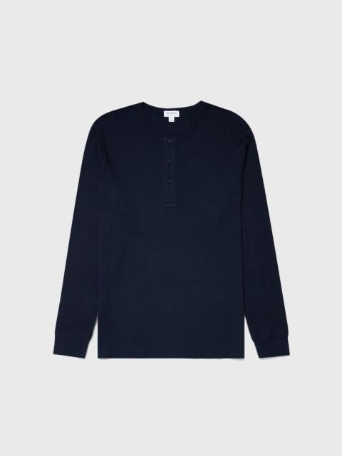 Sunspel Long Sleeve Waffle Henley