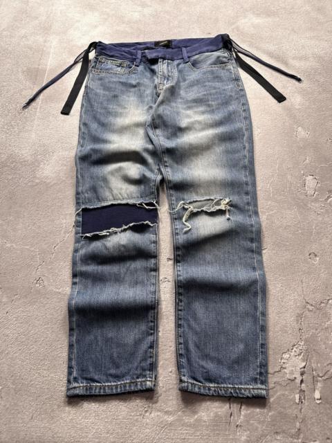 UNDERCOVER Archive Undercover Silk Waist Distressed Denim Jeans Patched