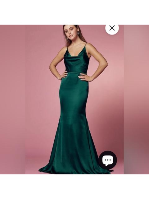 Other Designers Nox Anabel - NWT NOX‎ ANABEL Simple Long Classic Dress with Cowl V-Neck in Green Sz 4 $249