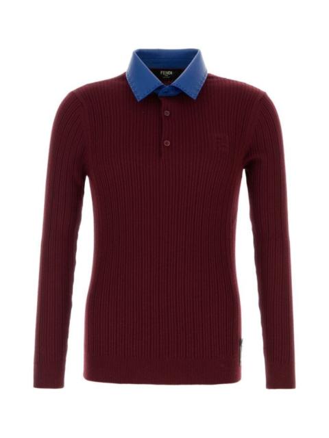 FENDI Fendi Man Burgundy Wool Polo Shirt