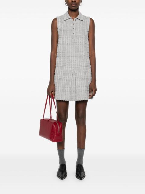 THOM BROWNE - Women Seersucker Knit Tweed Jacquard Sleeveless Polo Mini Dress