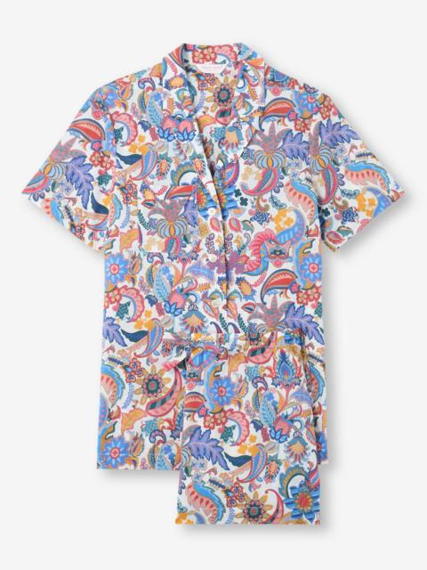 Derek Rose Women's Short Pajamas Cotton Batiste Multi Jungle Paisley Print