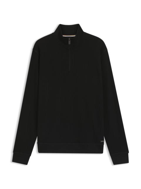 BOSS QUARTER-ZIP SWEATSHIRT IN A COTTON BLEND