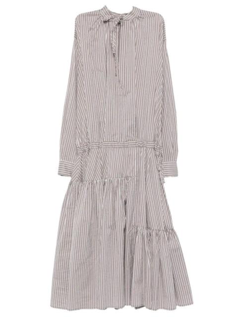 Dries Van Noten DENVO STRIPED SILK-BLEND LONG DRESS