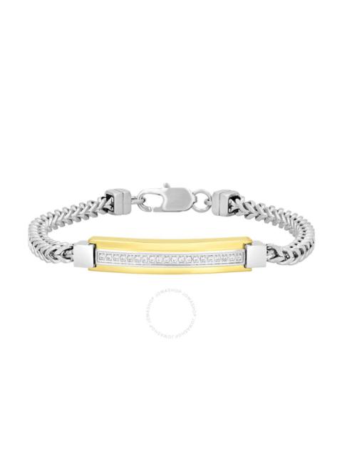 Robert Alton - Robert Alton 1/5CTW Diamond Stainless Steel & Yellow Finish ID Bracelet