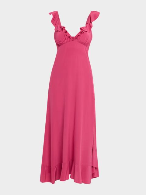 Chloé Ruffle V-Neck Empire Midi Dress