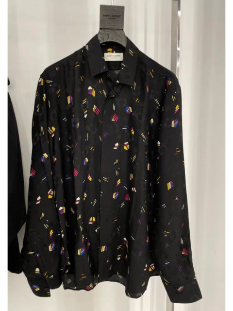 SAINT LAURENT Brand new Saint Laurent (YSL) men's Mondrian-style silk shirt.