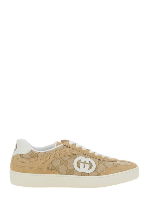 GUCCI Gucci Women 'G75' Beige Sneaker With All-Over Gg Motif And Side Logo In Suede Woman